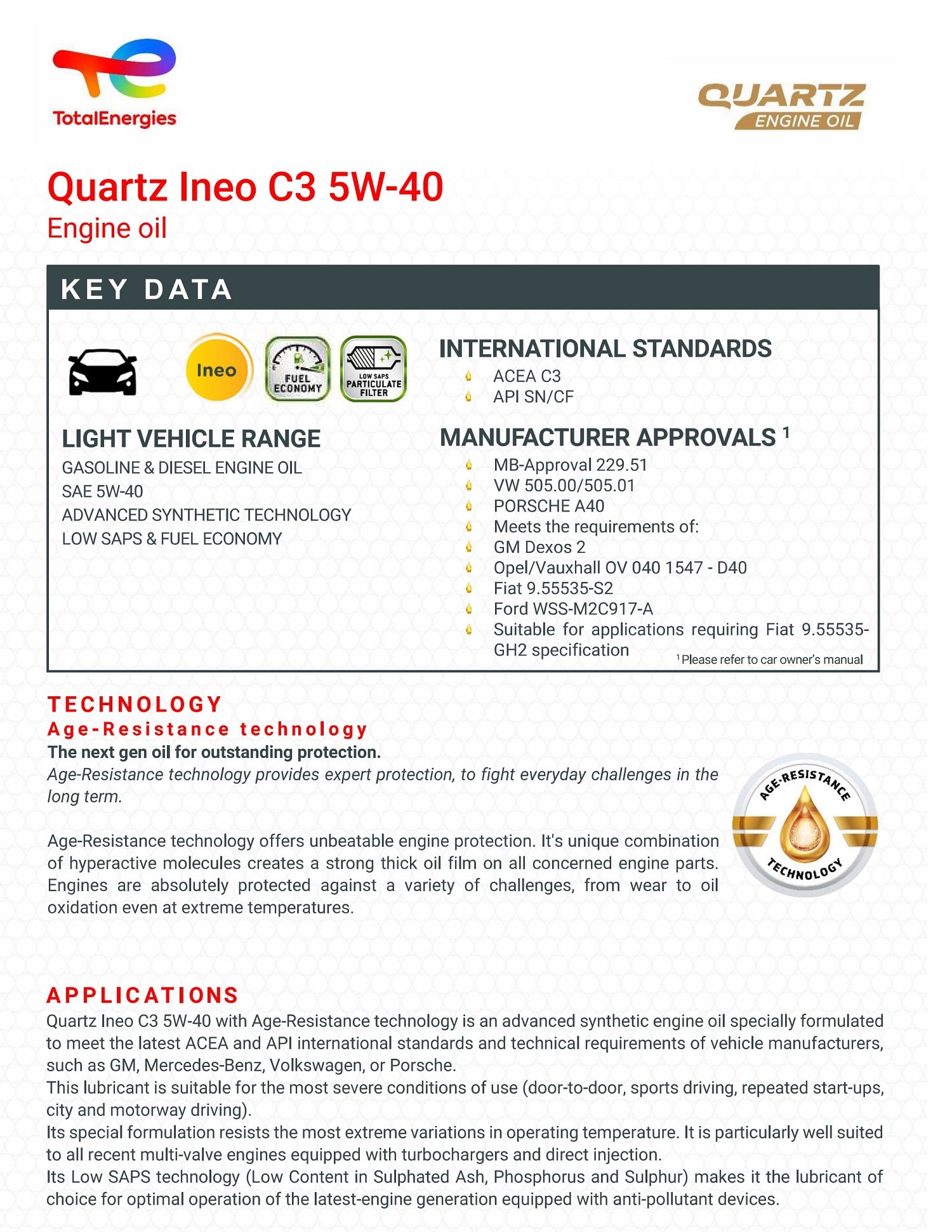 total ineo c3 5w40, ineo 5w40, total quartz ineo c3 5w 40